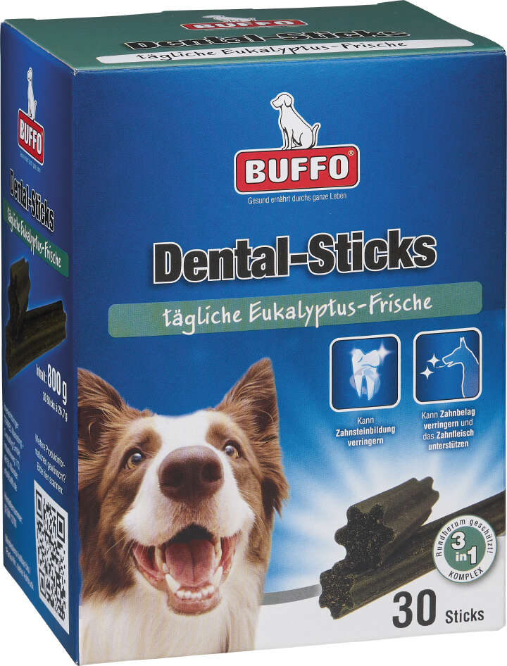 BUFFO Hundeleckerlis Dental-Sticks Eukalyptus